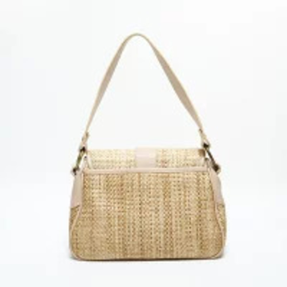 Chloe One Basket Hobo Beige Tan Shoulder Raffia Straw Bag